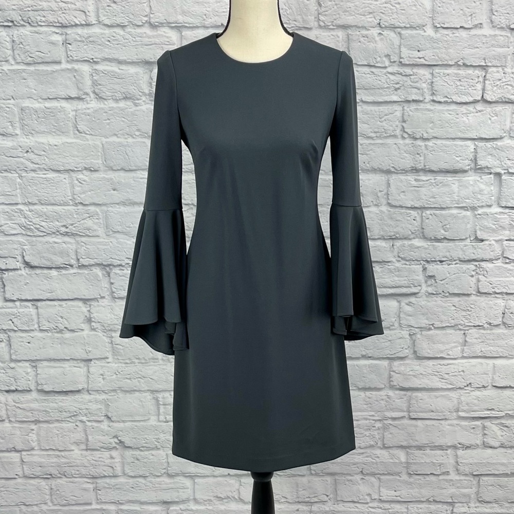 🌸Calvin Klein Long Flounce Sleeve Sheath Dress